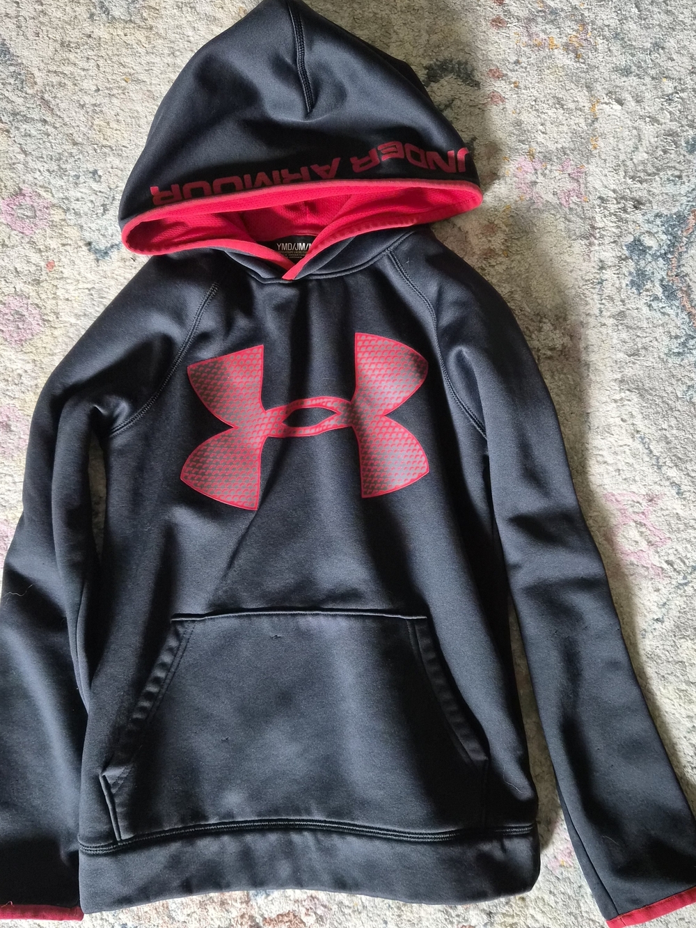 Under Armour Kids Black Hoodie with Red Logo